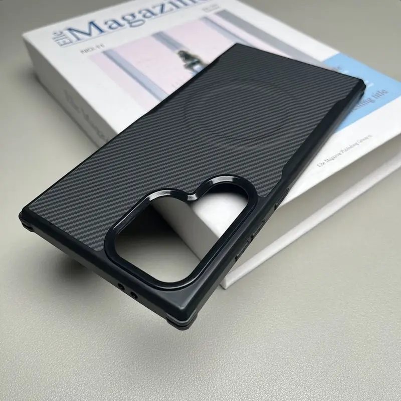 

Для Samsung Galaxy S24 S25 S23 Ultra Чехол Мягкое углеродное волокно с магнитной беспроводной зарядкой Защитная задняя крышка для samsung s24 plus