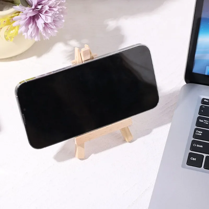 2Pcs Small Desk Easels Mobile Phone Holder Wooden Tripod Easels Tabletop Display Stand for Cellphone Photo Chalkboard Signs