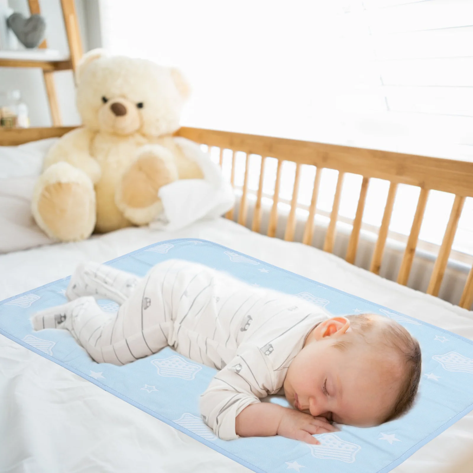 وسادة سرير أطفال قابلة لإعادة الاستخدام وقابلة للغسل من القطن، واقي مقاوم للماء للأطفال الصغار، مرتبة سرير سفلية، حصيرة حماية ترطيب #2