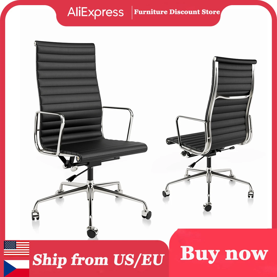 

Офисное кресло из натуральной кожи в рубчик с высокой спинкой, регулируемое эргономичное компьютерное кресло