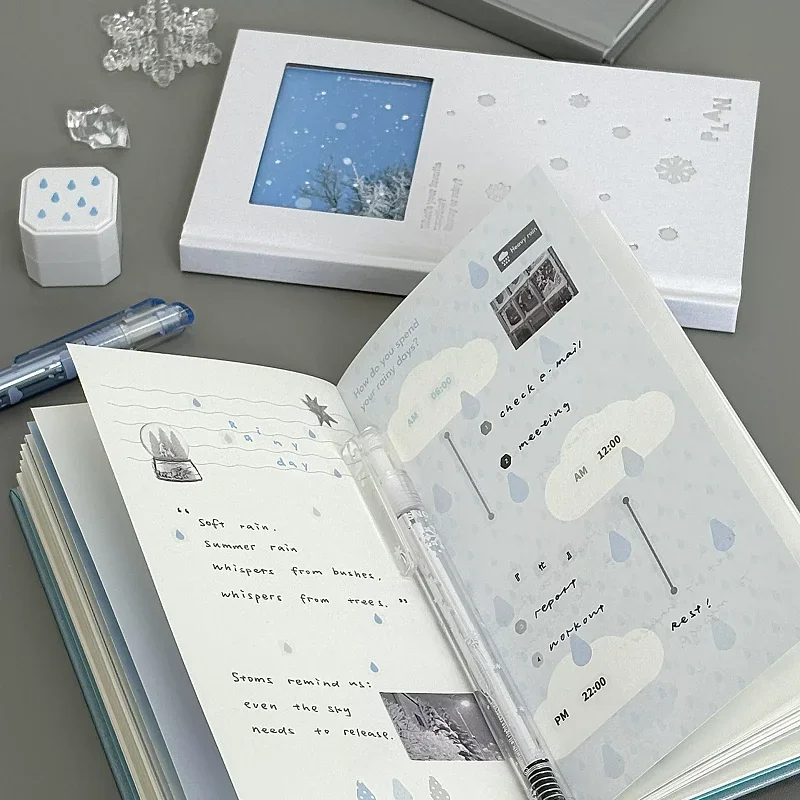 Planwith Weather Series Hardcover Journal Notebook,Silver Foil Cover Full Color Inner Pages Monthly Planner & To Do Notebook