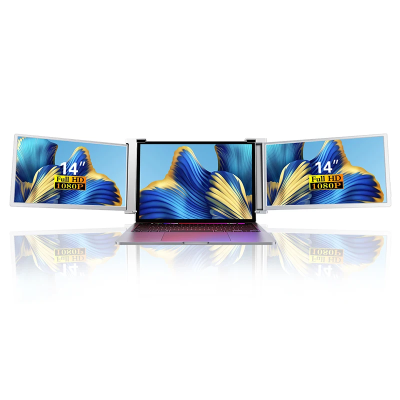 Consumer Electronics 14 Inch 3 Screens Laptop Extender Por Plug and Play LCD 1080 p High Quality IPS 120 Hz Type-C