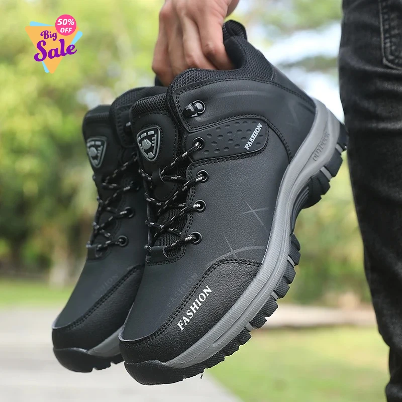 

Retro Men Hiking Boots for Spring Autumn Comfort Breath Anti Slip Hiking Shoes Outdoor Camping Waterproof Work Shoes Sizes