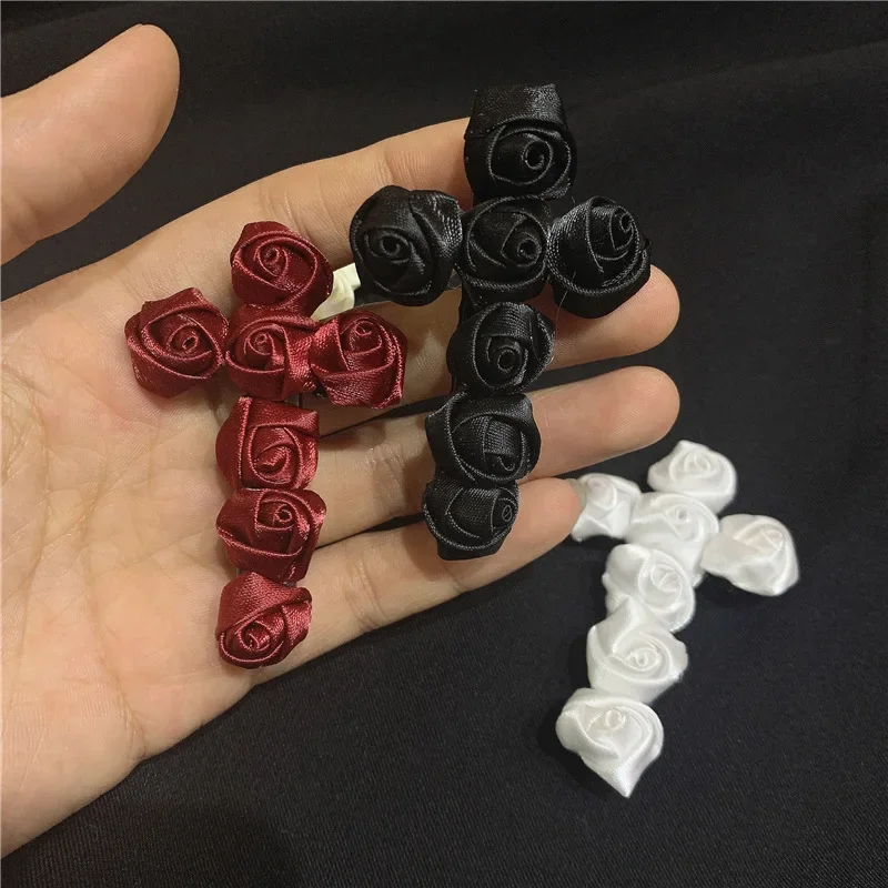 

Vintage Cosplay Rose Cross Hairpin Korean Halloween Y2K Punk Gothic Girl Silk Flower Alligator Clip Hair Accessories for Girls