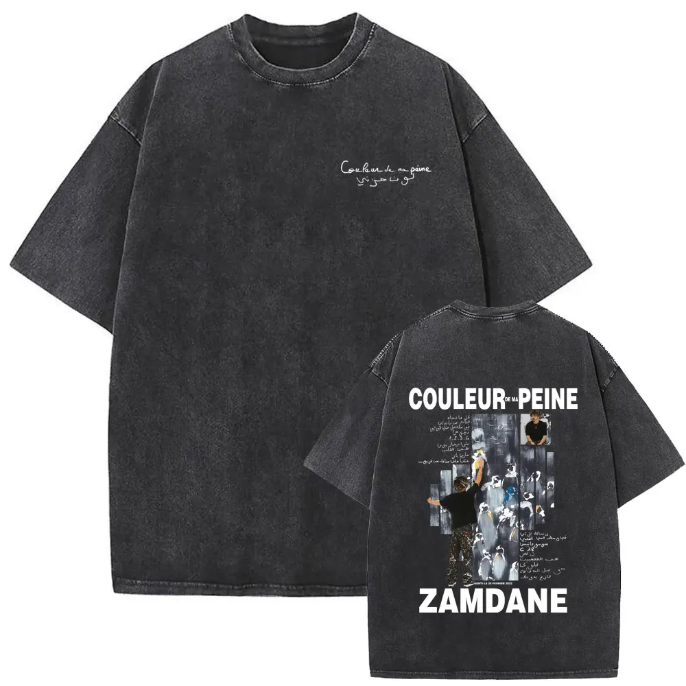 

Rapper Zamdane Couleur De Ma Peine Album Graphic Vintage Washed T-shirt Men Women Hip Hop Fashion Pop Music T Shirts Streetwear