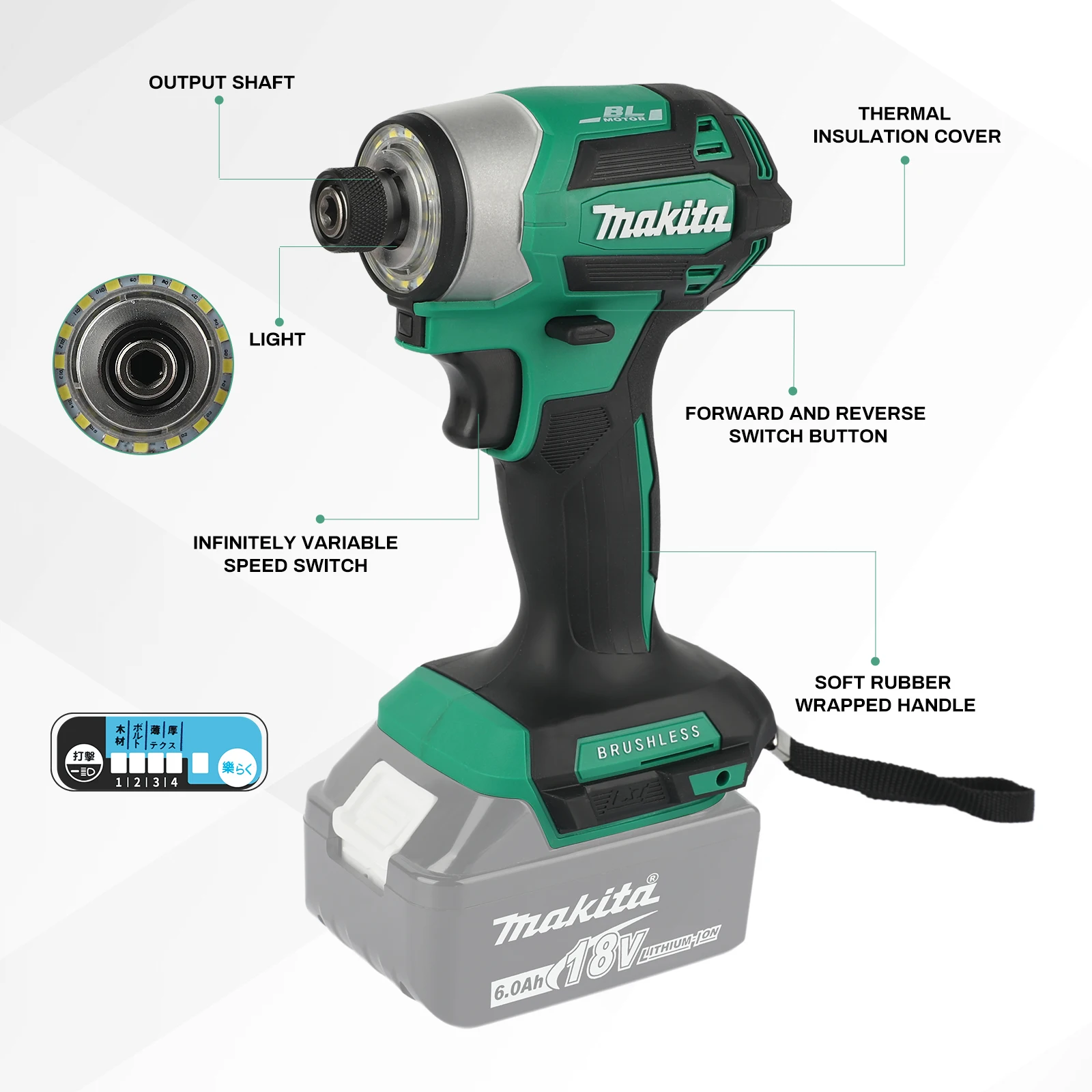

Makita 18V DTD173 Green Brushless Drill Power Tool for Home Improvement and DIY 180Nm Electric Wood/Bolt/T-Mode