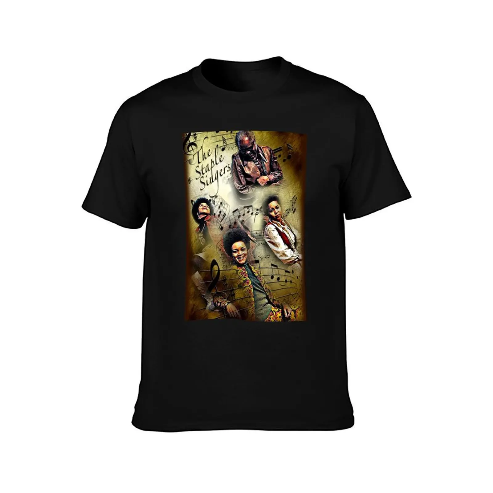 The Staple Singers Poster T-Shirt, Summer Casual Cotton Tee, Oversized Streetwear Tops, Vintage Graphic Print, Unisex Men Women