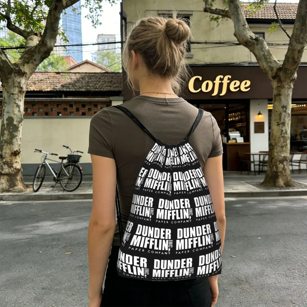 

Dunder Mifflin Logo Backpacks Fashion Drawstring Bags Sports Bag Book Bags for Man Woman Students