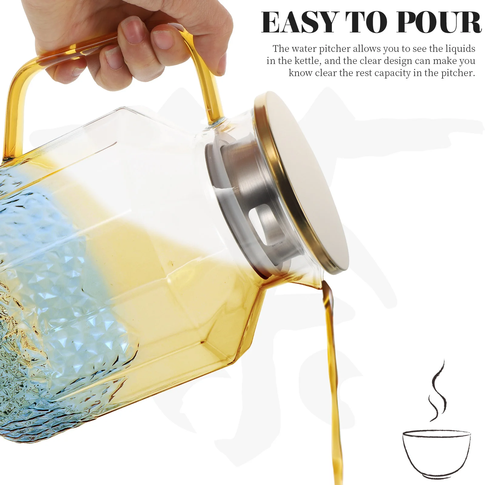 

Glass Water Pitcher 1800ml Transparent Lid Ergonomic Handle Glass Teapot Juice Pitcher Cooling Pot Juice Jug