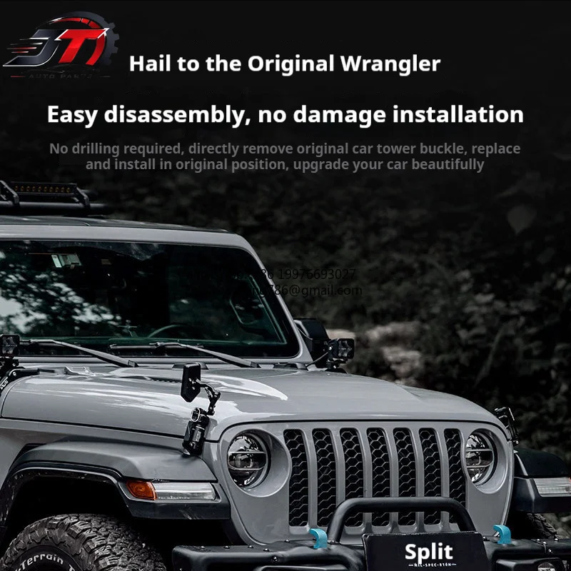 New style IRURI Aluminum Alloy Hood Latch With Fender Mirror, Easy Installation Hood Lock & Mirror Upgrade For Jeep Wrangler JK/
