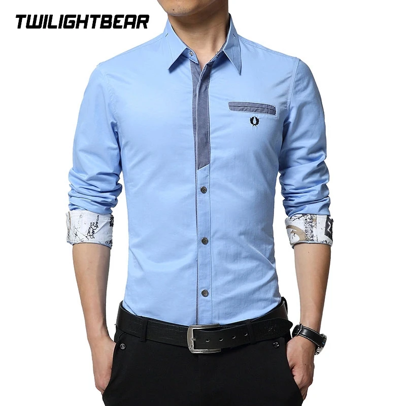 

High Quality Men's Derss Shirts Oversized 5XL Cotton Wedding Shirt Solid Office Shirt Men Clothing Camisa Masculina A2F305