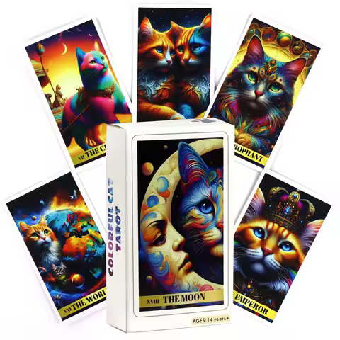 Hot Selling Colorful Cat Tarot Leisure Entertainment Card Family Gathering Divination Deck Tarot Board Playing Card Game