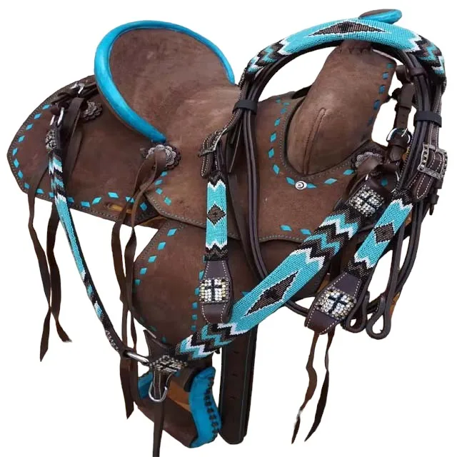 Handmade Premium Quality Leather Western Barrel Racing Horse Saddle Trail Custom Size Design Color With All Accessories Included