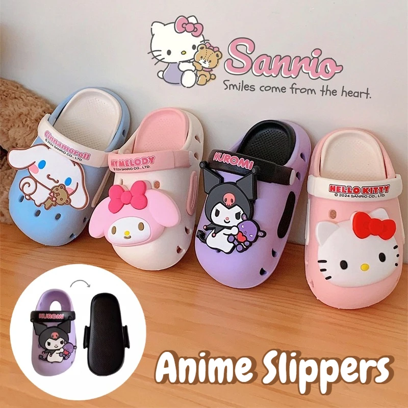 

Hello Kitty Cinnamoroll EVA Lightweight Slippers Girls Cute Toddler Anti Slip Hole Kuromi Melody Sandals Anime Sandals Slippers