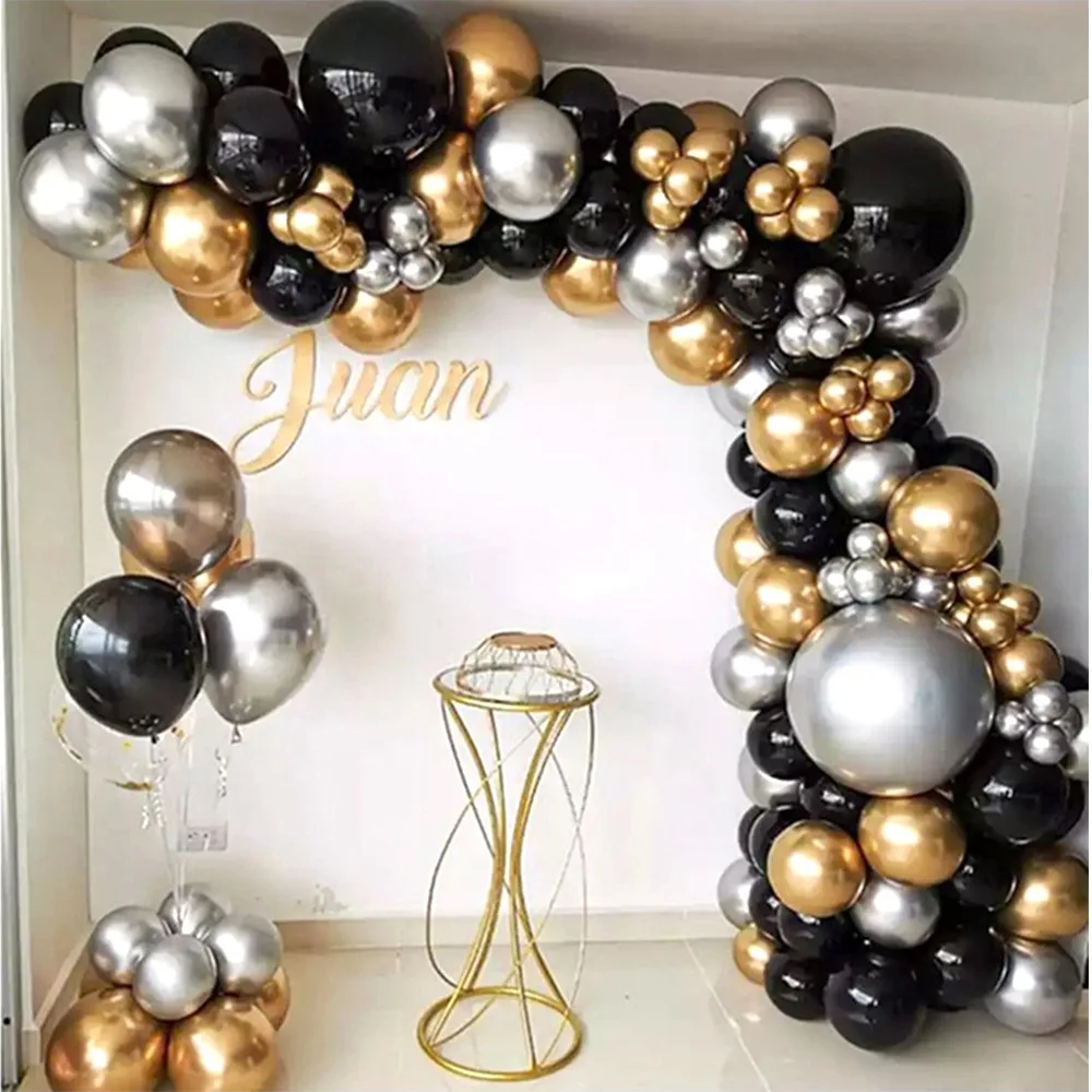 

5/10/18Inch Black Gold Balloon Arch Set Graduation Birthday Party Balloons Decorated Metal Balloon Chains Baby Shower Decoration