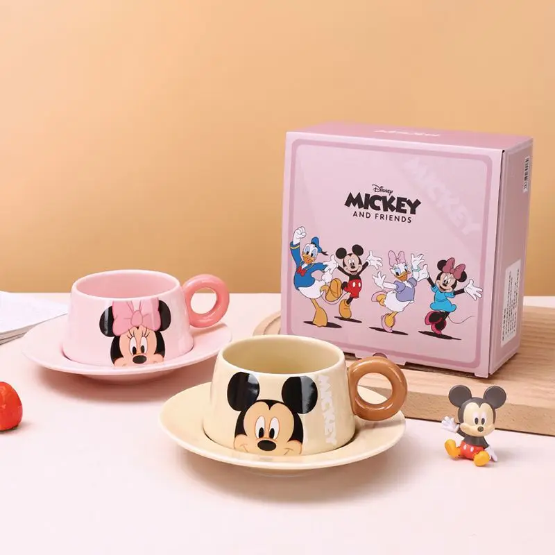 Disney animation Mickey Donald Duck ceramic coffee cup girls practical high-end cup home drinking cup and saucer set wholesale