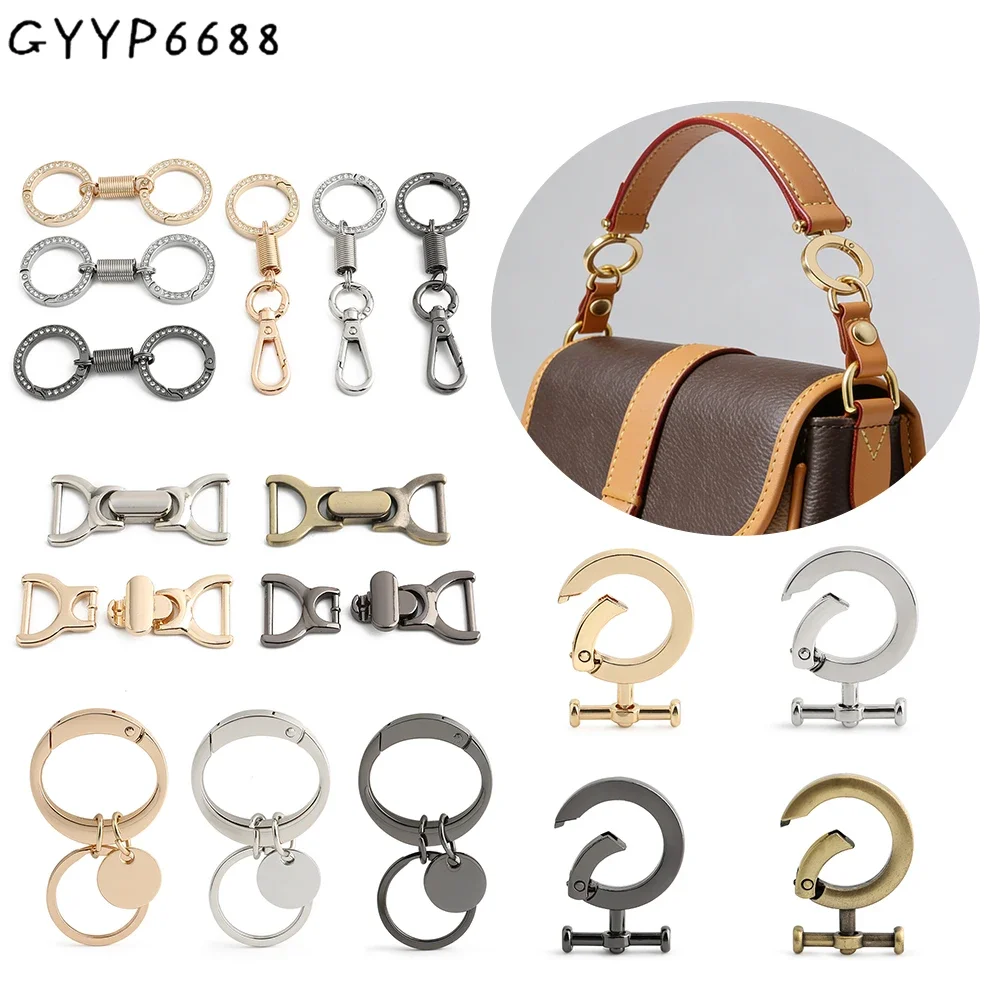 5/20/50PCS Diamond Heavy Duty Flat Spring Gate Ring For Shoes Garment Keychain Connector Bag Strap Alloy Belt Buckle Accessories