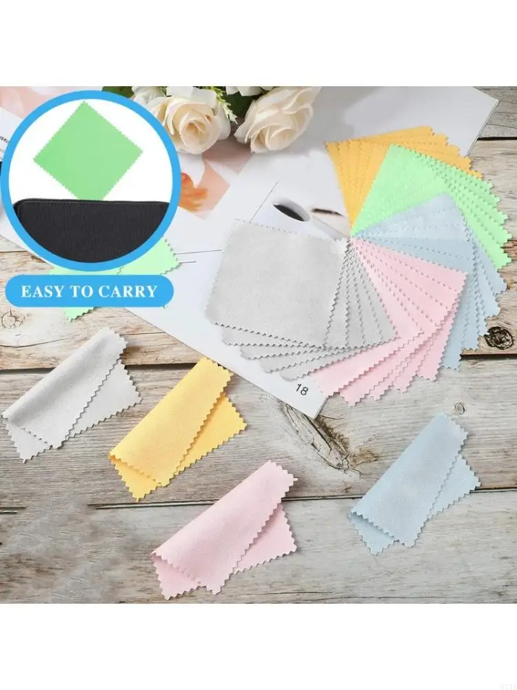  50Pieces Premium Double Sided Jewelry Polishing Cloths Safe for Various Metals