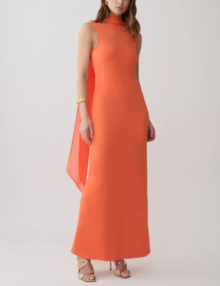 Vestido de noche de lujo personalizado sin mangas hasta el tobillo, corte en A, naranja, vestidos para bodas, invitada, vestido de fiesta, vestidos de gala, abiti prom