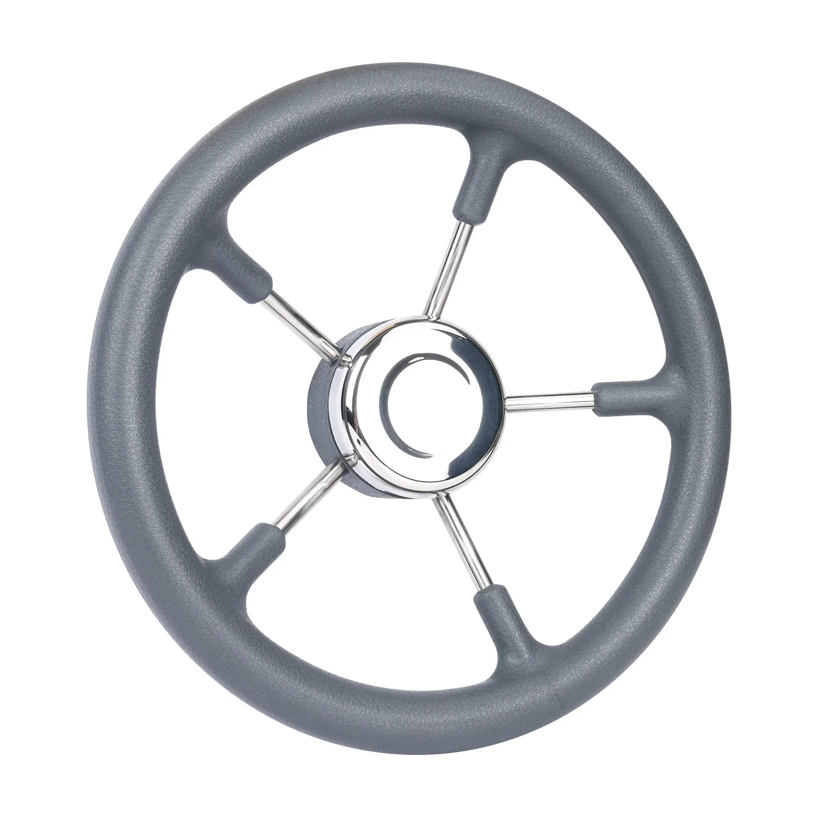 عجلة قيادة قارب من الفولاذ المقاوم للصدأ مقاس 13 بوصة مع قبضة رغوة سوداء نمط المدمرة البحرية لملحقات اليخوت والعائم
