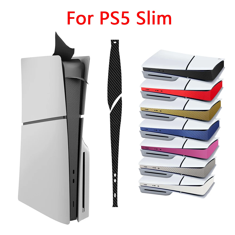 For Sony PS5 Slim Console Carbon Fiber Skin Cover Sticker Host Center Decals For PlayStation 5 Slim Accessories