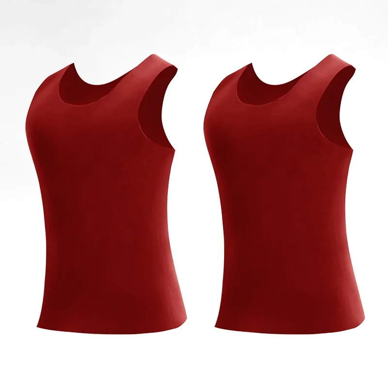 

2PCS thermal vest men's seamless fleece thickened vest bottoming shirt underwear autumn and winter single piece