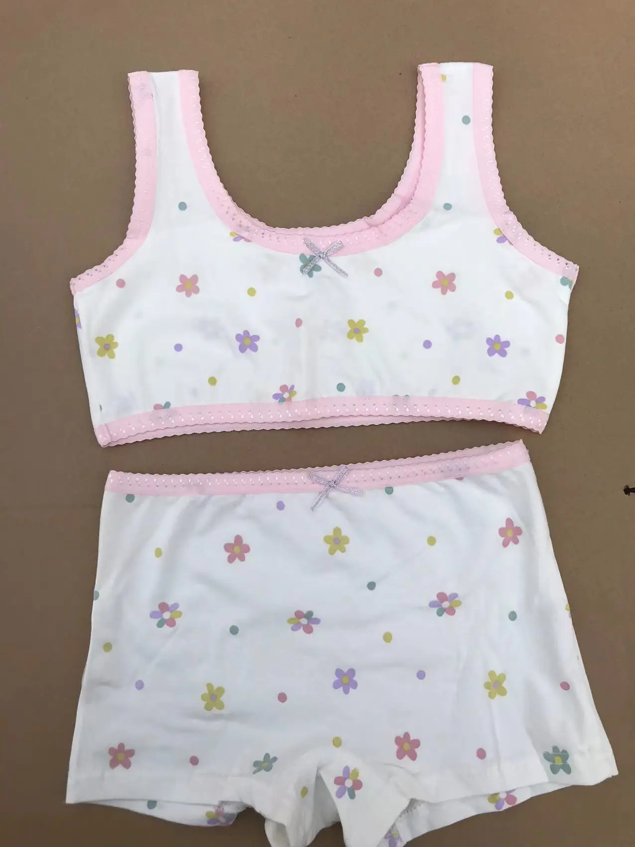 فتاة الصدرية الملاكمين مجموعة لطيف الأزهار الفراولة يطبع المراهقين الملابس الداخلية حجم 130-160 فتاة كبيرة الملابس الداخلية الصدرية سراويل مجموعة #6