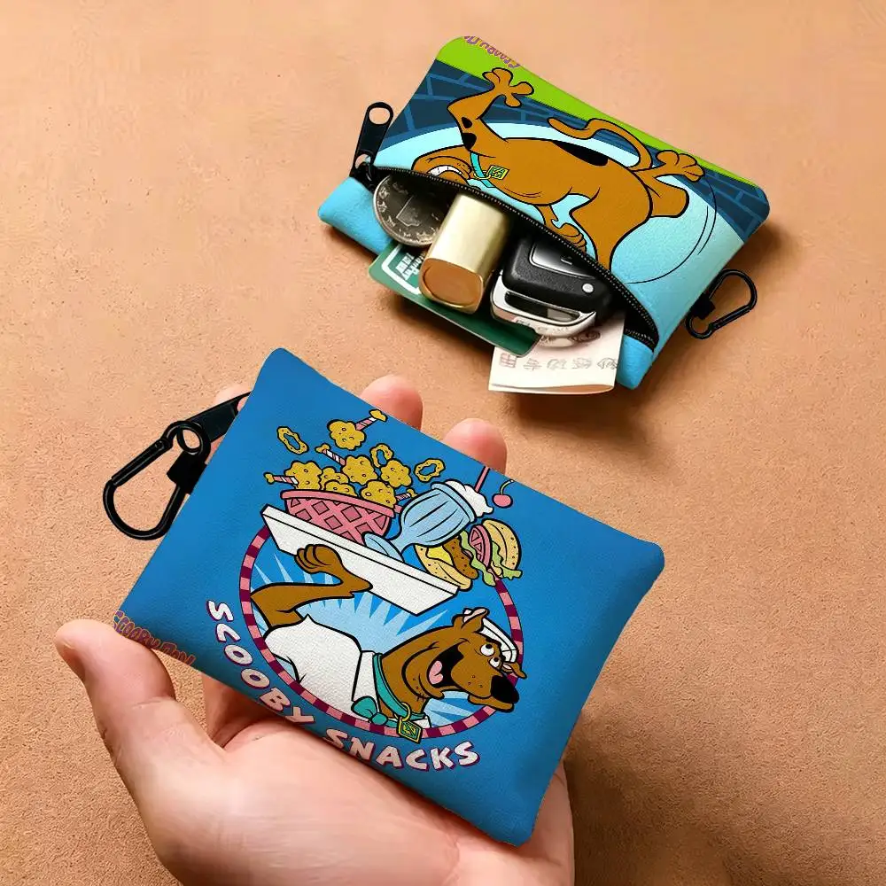 S-Scoobys Cartoon D-Doos Anti-fade Oxford Cloth Small Zipper Coin Bag Lightweight Hanging Wallet For Coins ID Cards