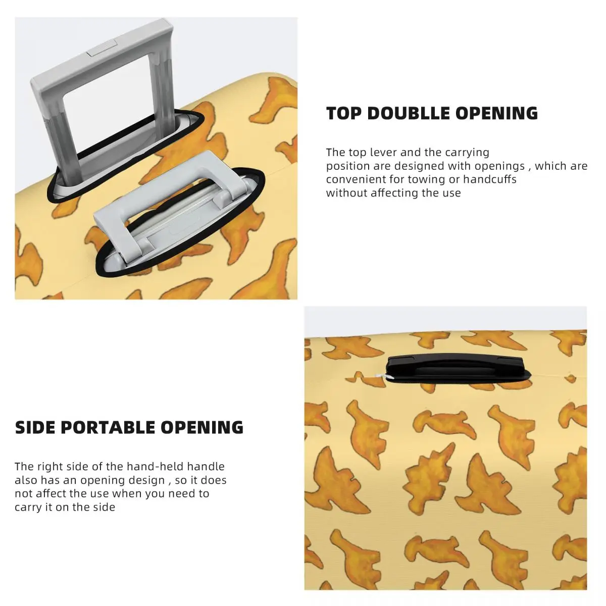 Dino Nuggets 4-teilige Ranch Attack Kofferabdeckung, Schutz, elastische Reisegepäckschutzhüllen für 45,7–81,3 cm