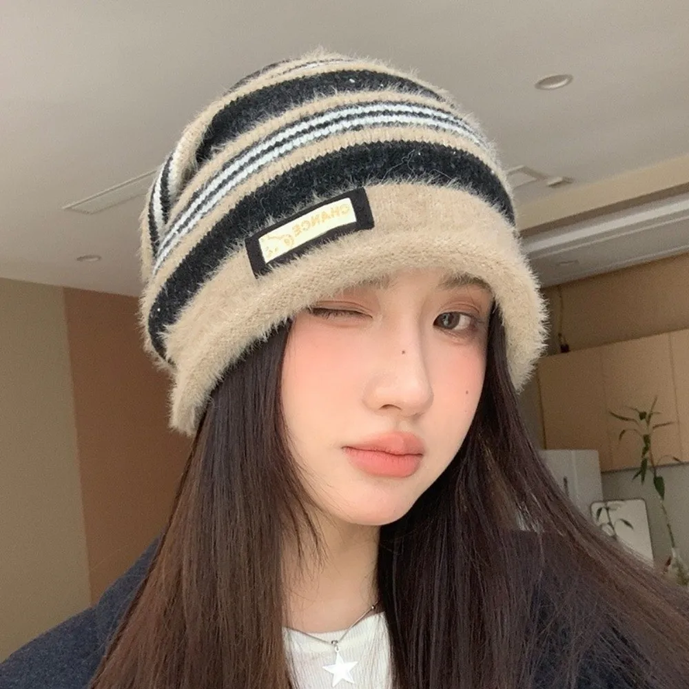 Polyester Fleece Slouchy Beanie Hat Large Head Circumference 58cm to 60cm Knitted Beanie Hat Windproof Casual Winter Beanie Hat
