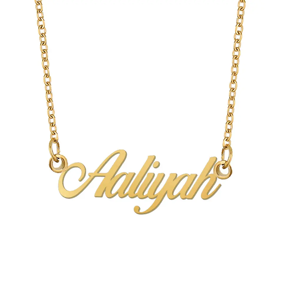 Aaliyah Name Necklace Stainless Steel for Women Jewelry Nameplate Pendant Femme Mothers Girlfriend Gift (Not Customize)