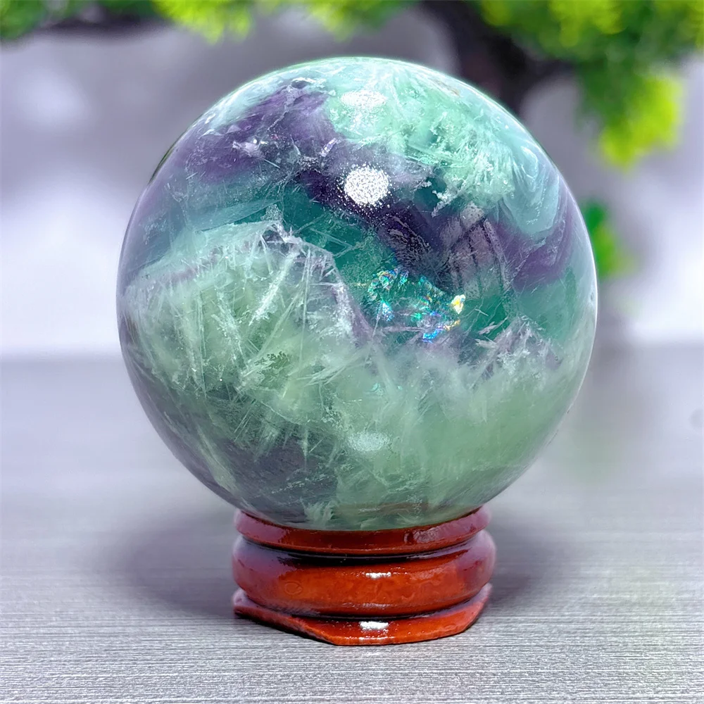 

Rainbow Fluorite Sphere Natural Crystal Home Decoration Room decor Luck Beautiful Quartz Stone Garden Healing Energy Love Gifts