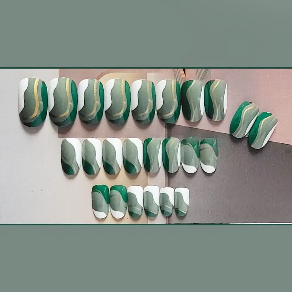 Press On Nails Full Cover French Oval False Nails Set Of 24_voghion.com