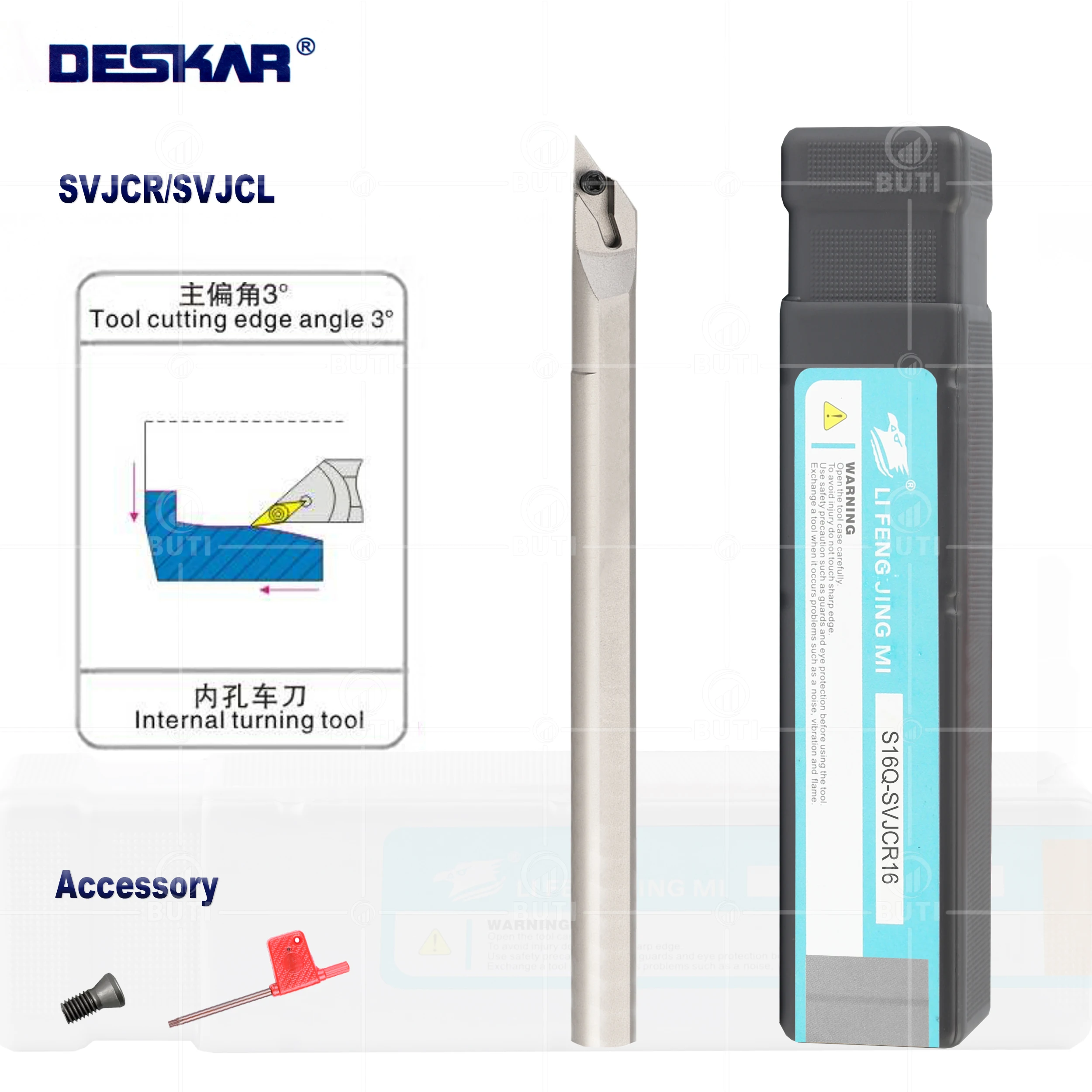 

DESKAR 100% Original CNC Lathe White Tools Holder SVJBR/L Lathe Boring Bar Screw Type Internal Turning For VC/VB Carbide Blades