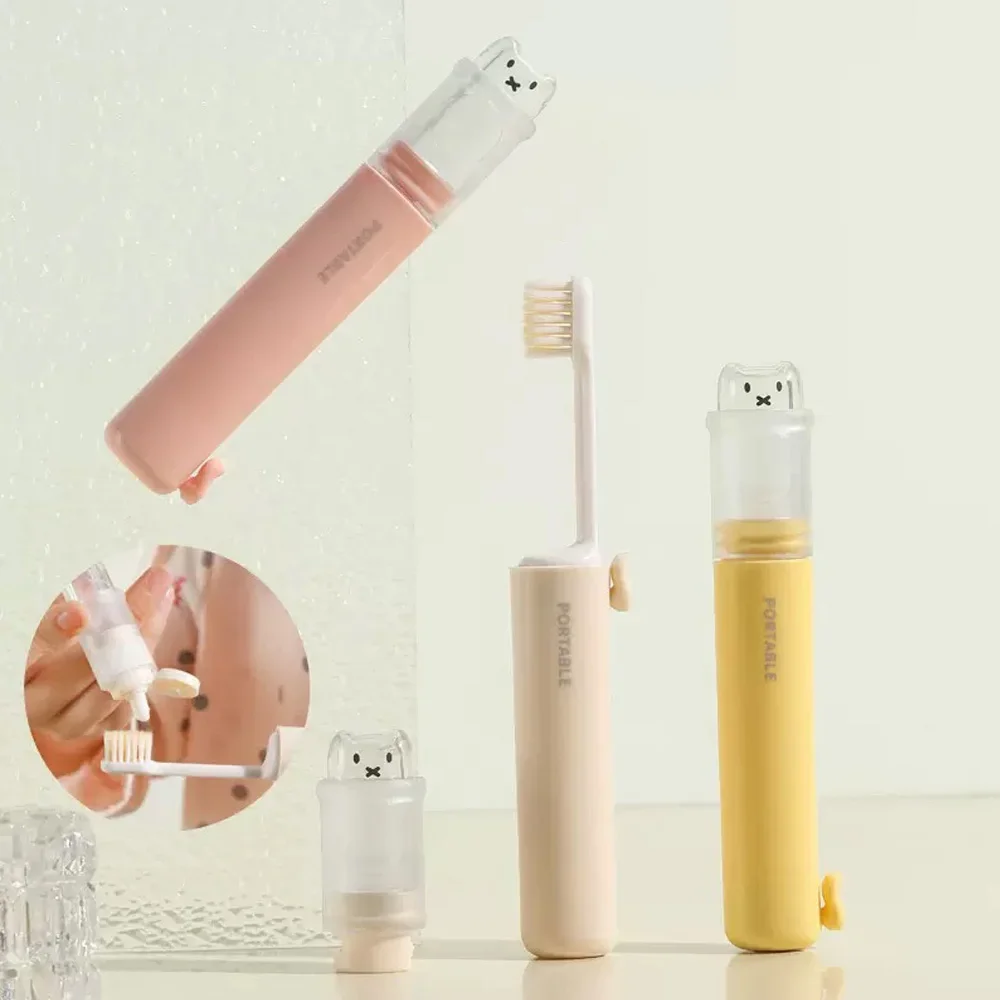 1 Piece - Convenient Toothbrush Travel Container, 2-in-1 Folding Toothbrush Set - Small and Convenient - Essential for Business