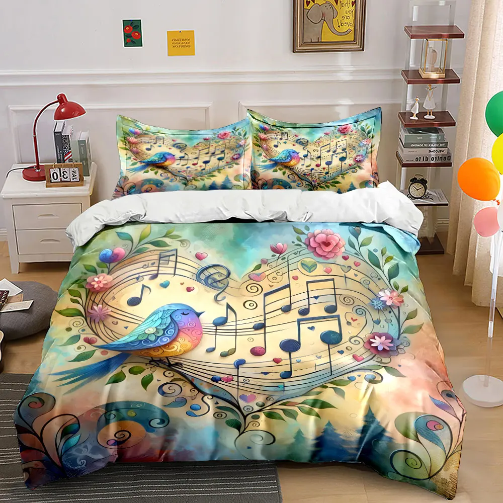 

"Floral Music Bird Art Décor" Soft Comfortable Duvet Cover Bedding Set Included 1*Duvet Cover & 2*Pillowcases, gift