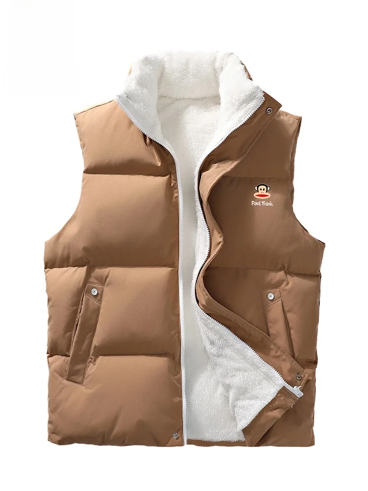 

Мужской жилет Paul Frank Winter Thiened с флисовой подкладкой, воротником-стойкой, теплой верхней одеждой, декоративной молнией, повседневный, модный, из полиэфирного волокна