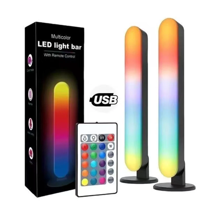 RGB lampu Pickup USB ditingkatkan, lampu Pickup musik Model isi ulang daya USB dekorasi Natal Desktop RGB cahaya Bar irama musik