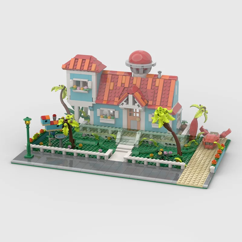 Bloques de construcción de casa de playa Lilo y Stitch, juguete MOC para desarrollar la capacidad de creatividad del chico, regalo educativo de cumpleaños DIY, 351 Uds.