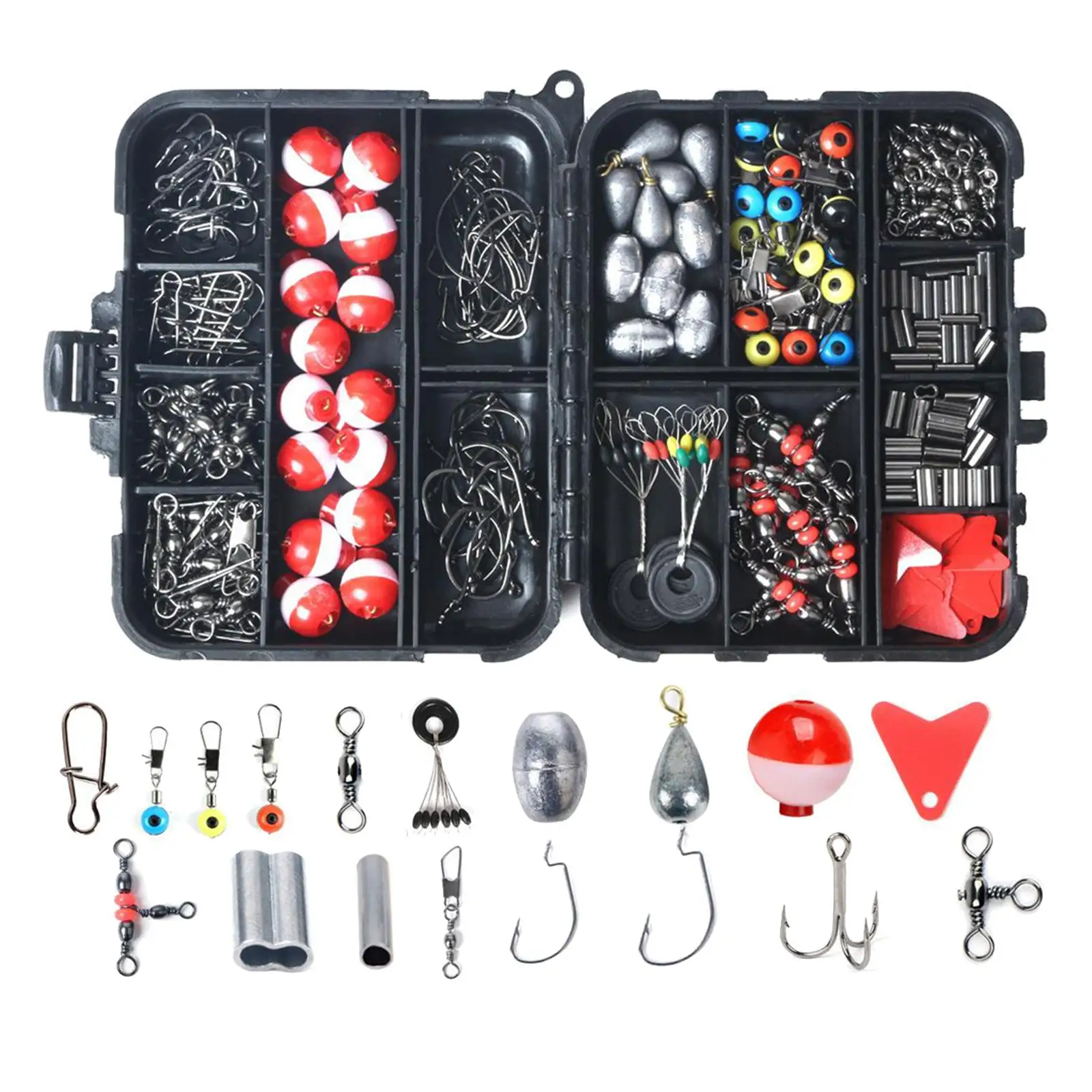 264pcs Fishing Accessories Kit Fishing Terminal Tackle Accessories Set with Box