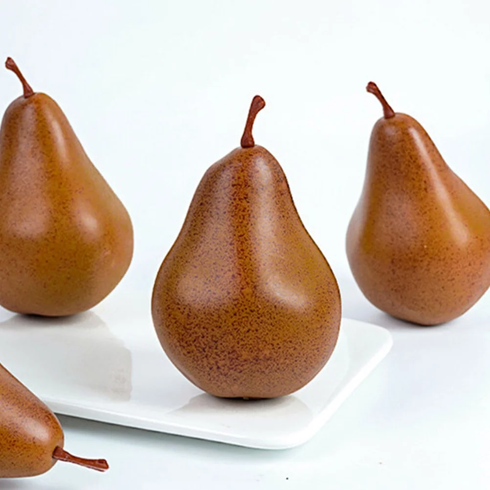 

4 Pcs Artificial Fruit Pretend Play Miniature Realistic Pear Model Pears Foam Models Vase Filler