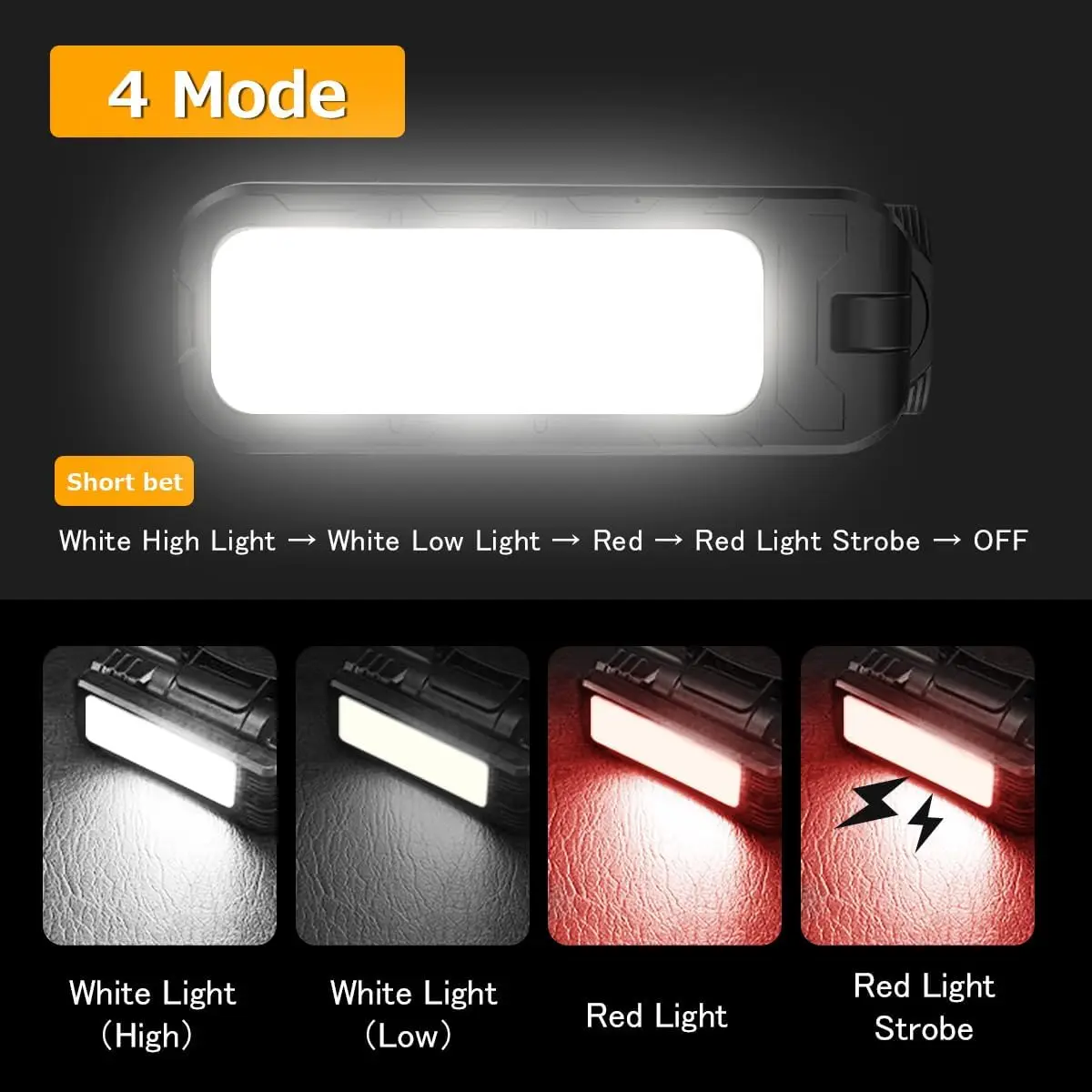 Portable COB Bright Work Light with Magnetic 4 Level Dimming Headlight 180° Rotating Emergency Lamp For Outdoor Camping Fishing