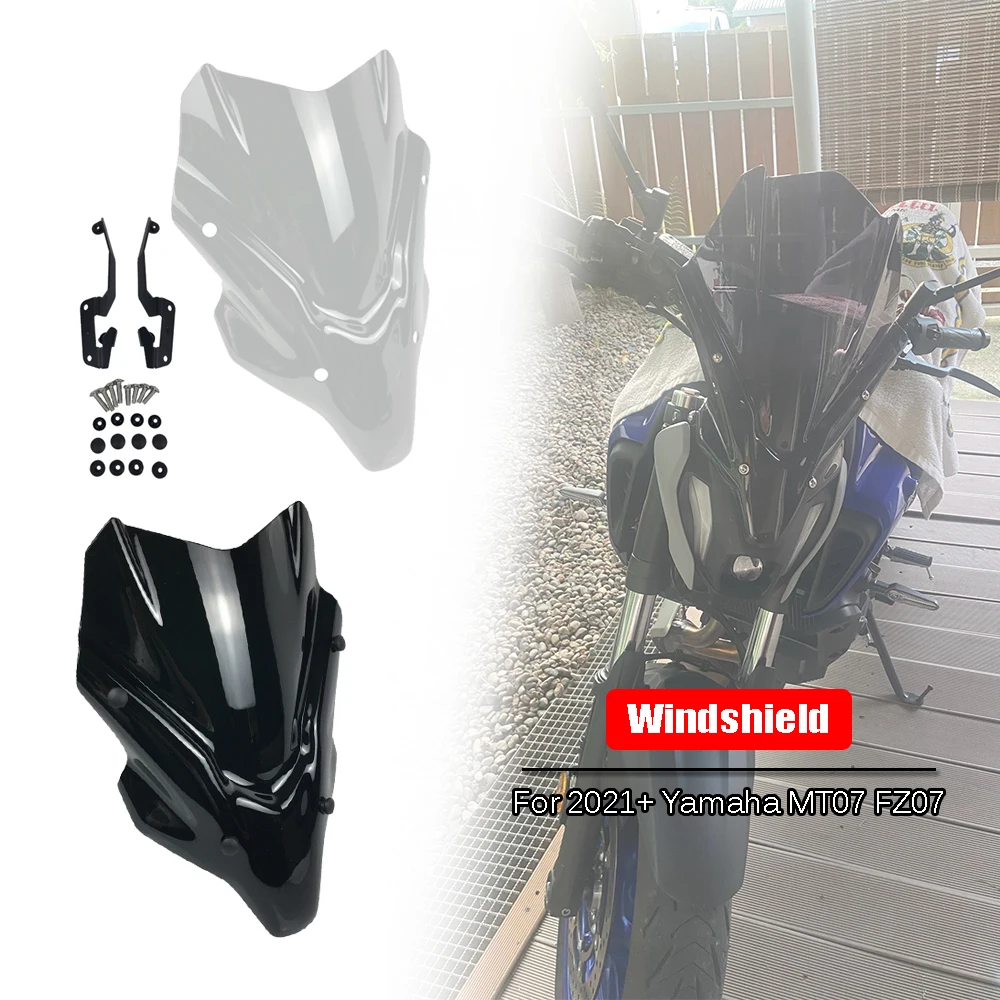 For 2021 2022 2023 MT07 FZ07 Windshield Windscreen For MT FZ 07 Flyscreen Wind Deflector Shield Visor Motorcycle Accessories