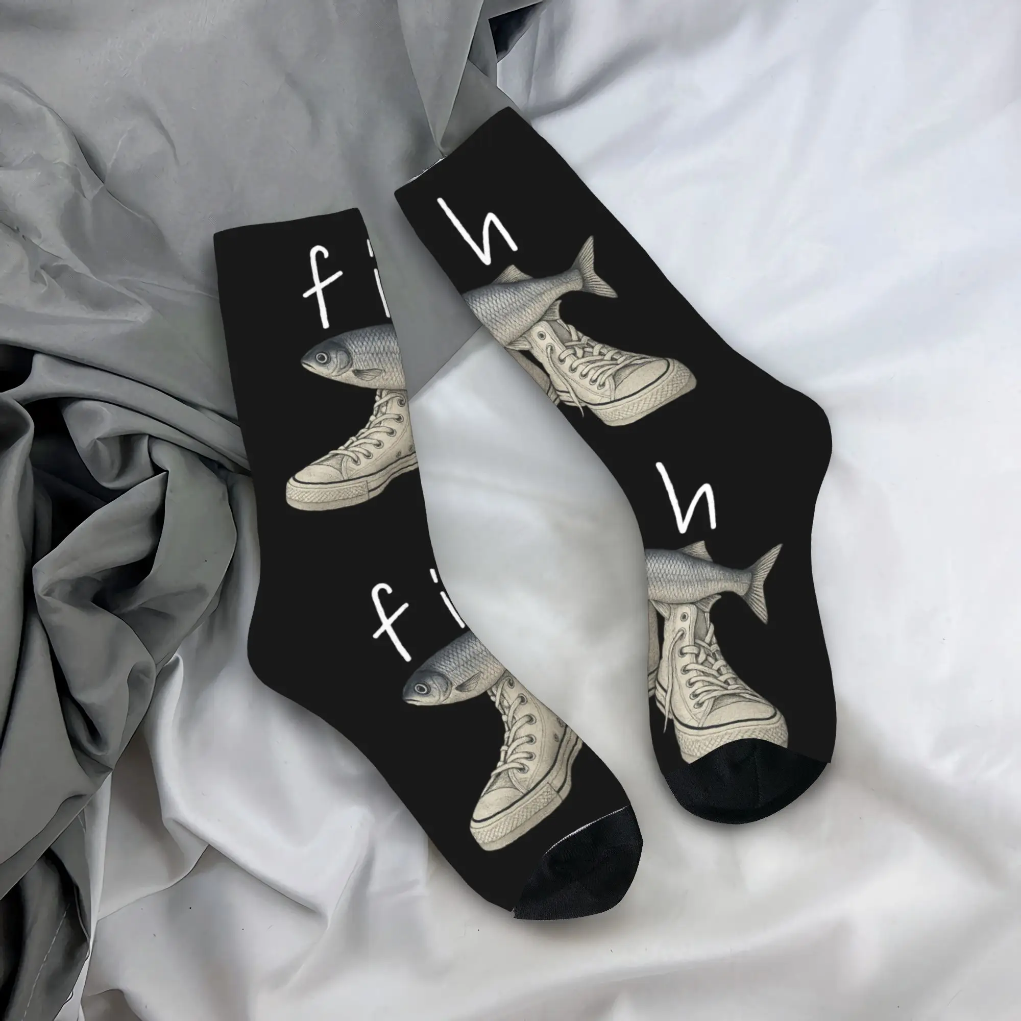 

New Men's Socks Harajuku Fih Shoes Funny Fish Meme Sock Polyester Sport Women's Socks Spring Summer Autumn Winter