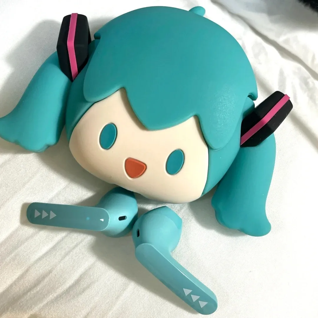 Hatsune Miku Anime Cartoon Wireless Bluetooth Headphones Set Cute Silicone Protective Cover Semi-in-ear Christmas Gift