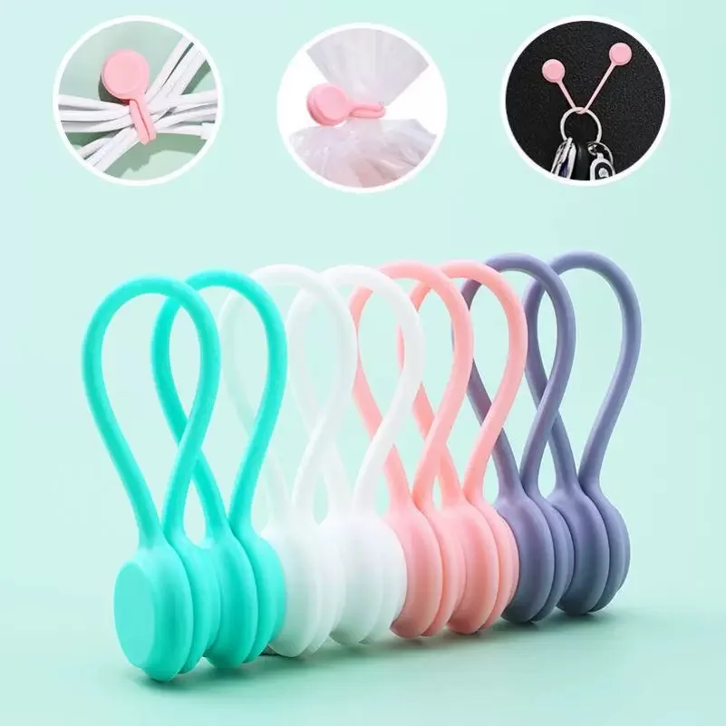 Reusable Magnetic Cable Ties, Cord Organizer, Silicone Magnetic Cord Ties for Bundling Stuff, Book Marker Fridge Magnets
