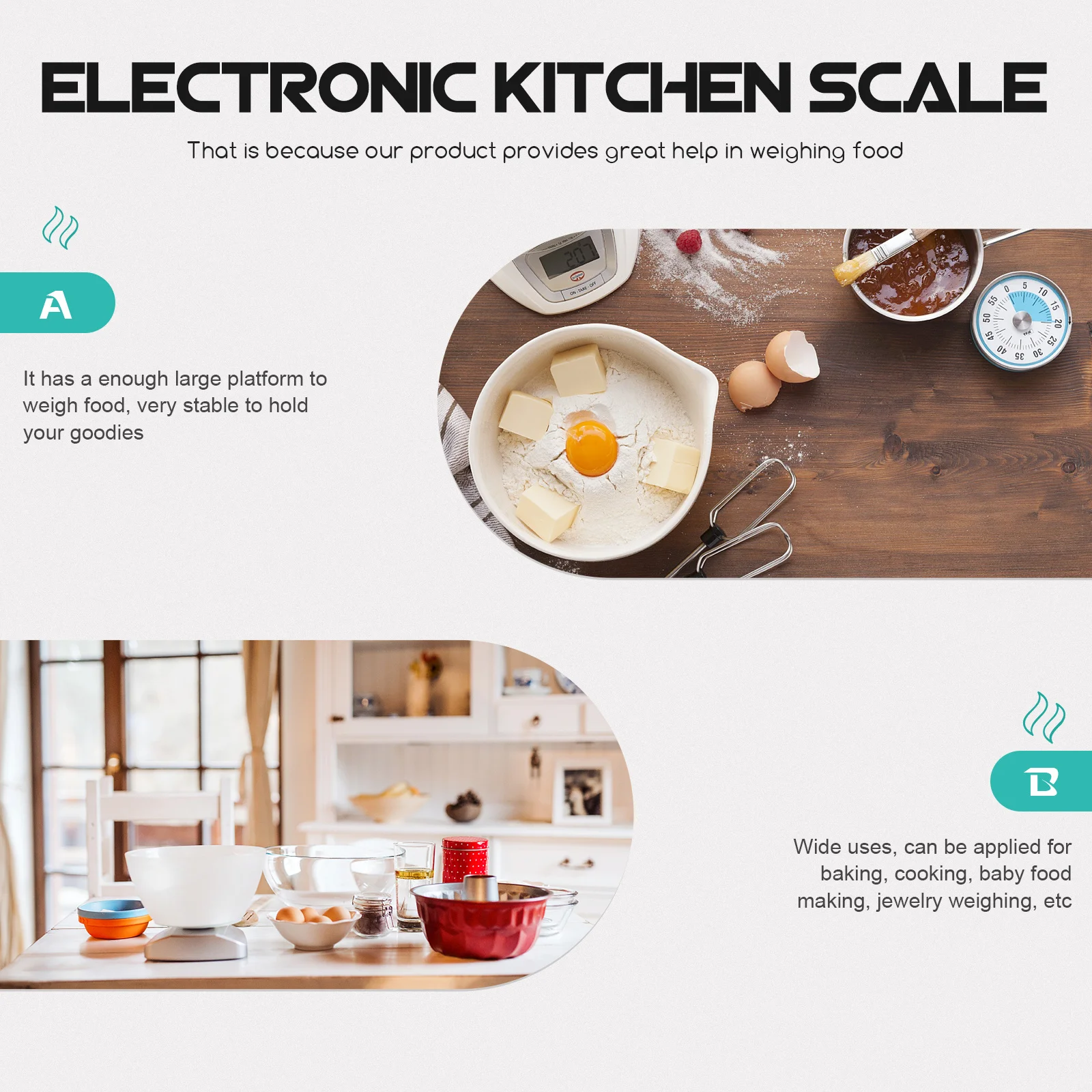

1Set Electronic Kitchen Scale High Precision Multi-Function Digital Gram Food Scale Portable Baking Accessories Stable Platform