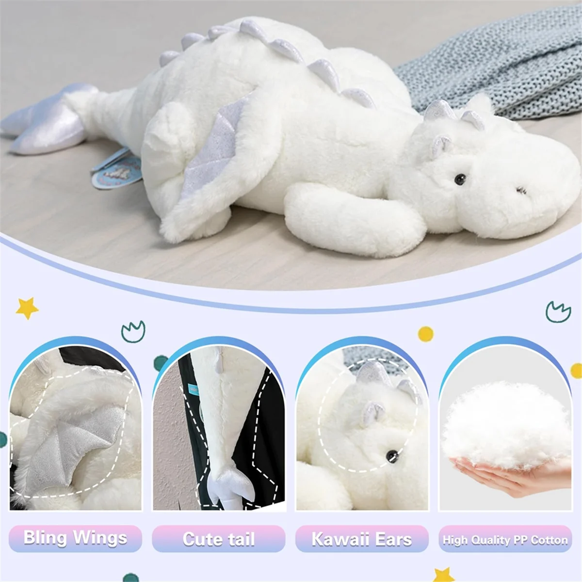 

Dinosaur Plush Toy Pillow Cute Dinosaur Stuffed Animal Dolls Soft Dinosaur Whole Body Pillow Gift
