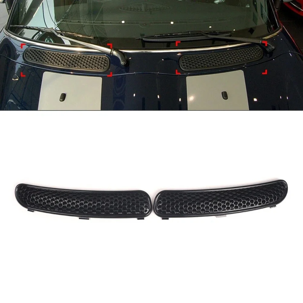 

51137122506 51137122505 для Mini R50 R53 Cabrio R52, пара глянцевых черных передних капотов, вентиляционная решетка, накладка на капот автомобиля, крышка вентиляционной решетки