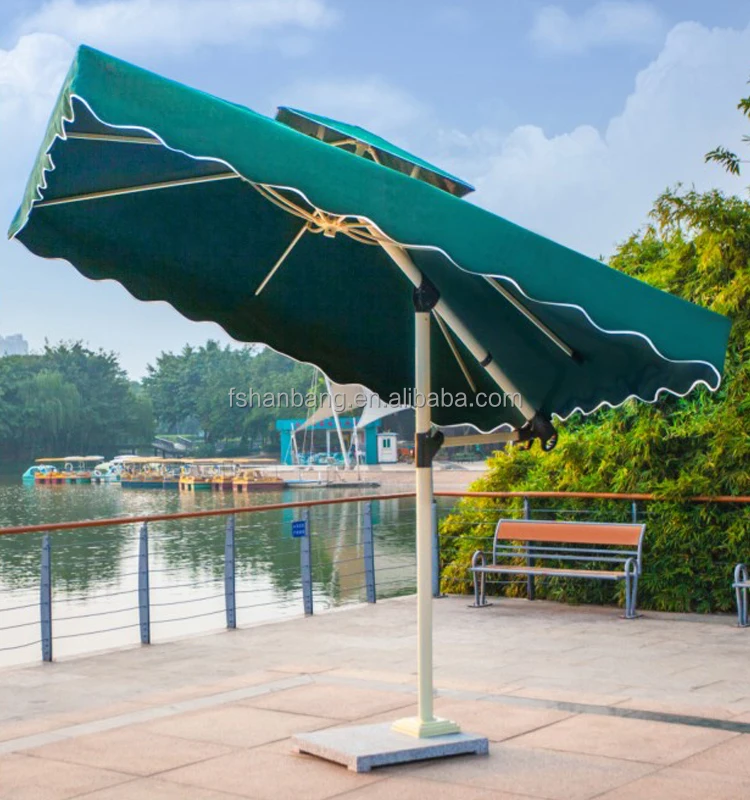 

Large Windproof Green Red Beige Round Square Bali Tilt Mechanism Customized Outdoor Patio Garden Beach Umbrella with Marble Base